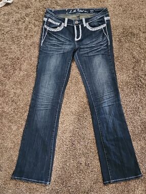 L.A. Idol Women's Dark Wash Bootcut Jeans - Dark Blue